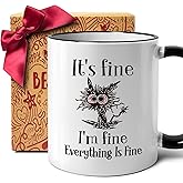 Funny Cat Coffee Mug Gifts for Cat Lover, It's Fine l'm Fine Everything ls Fines coffee Mugs, Novelty Christmas Birthday mugs Gift Ideas for Catlovers, Women, Men, Humor cat Office mug for Coworkers51