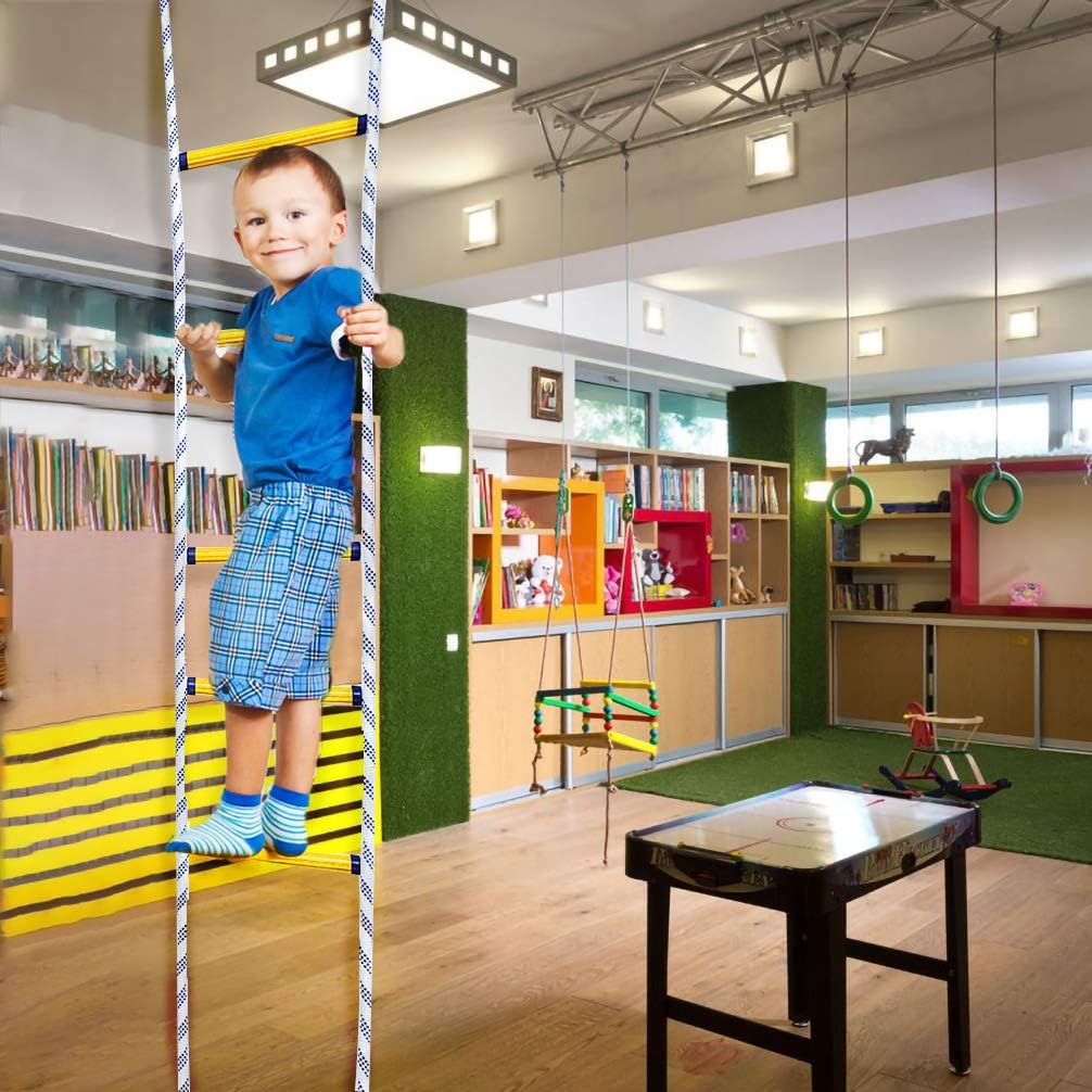 Aoneky Fire Escape Rope Ladder - Flame Resistant Emergency Fire Safety Evacuation Ladder with Hook Carabins for Kids and Adults, 2 - 3 Story Fire Rescue Ladder (32 Ft): Kitchen & Dining