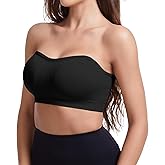 ciksob Strapless Bras for Women Padded Bandeau Bra Non-Slip Wireless Push Up Invisible Silicone Tube Top Bralette