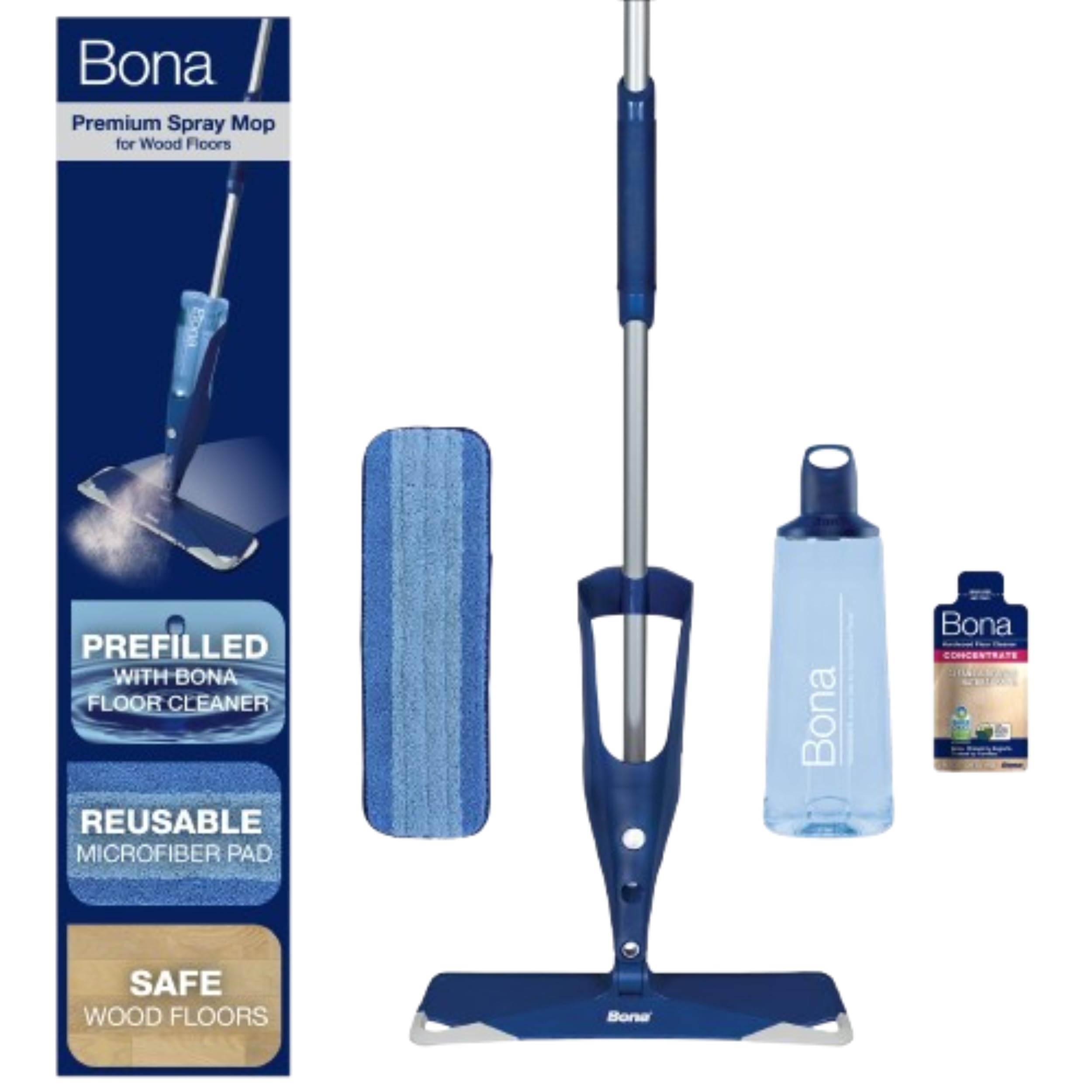 Photo 1 of Bona Hardwood Floor Premium Spray Mop - Includes Wood Floor Cleaning Concentrate and Machine Washable Microfiber Cleaning Pad - Dual Zone Cleaning Design for Faster Cleanup