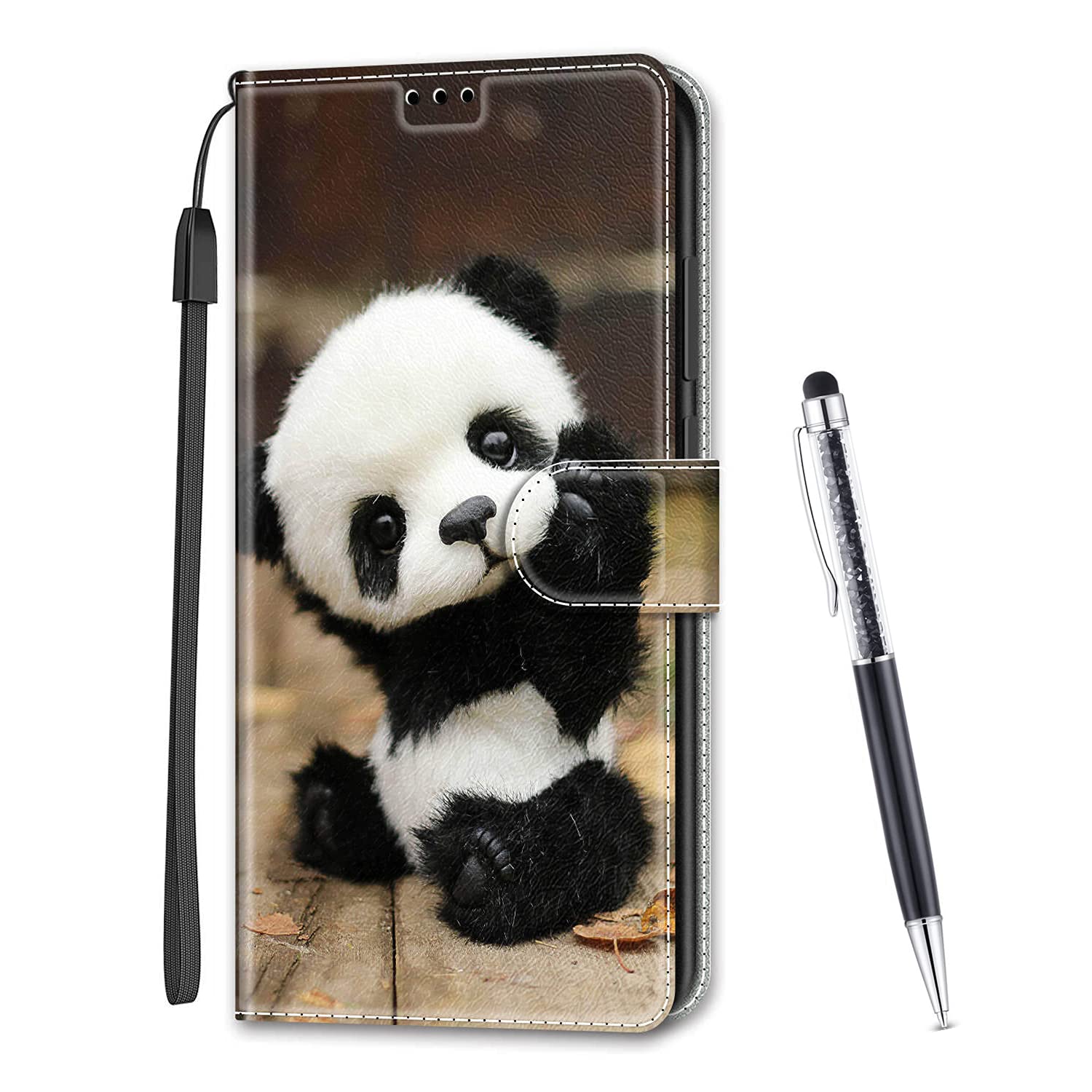 MadBee Case Compatible with iPhone 6S Plus/iPhone 6 Plus 5.5 Inch, Colorful Printed Pattern Wallet PU Leather Case Cover with Stand and Card Slots (Panda) — image 1