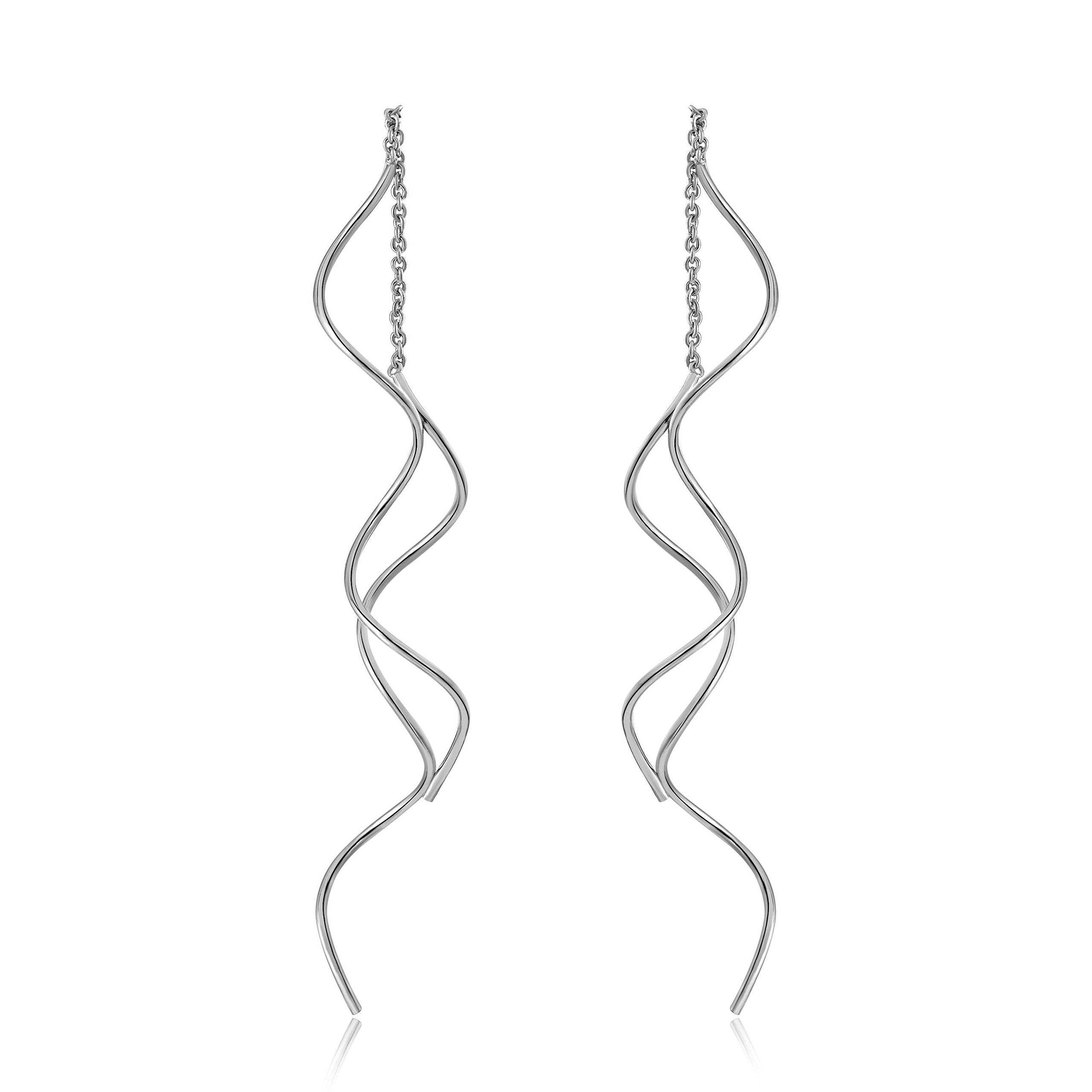 Acefeel Fresh Style Exquisite Threader Dangle Earrings Curve Twist Shape for Women's Gift