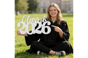 Butie Class of 2026 Sign - Wooden Graduation Hanging Decoration with Rope for Wall & Door, Grad Photo Prop(White)