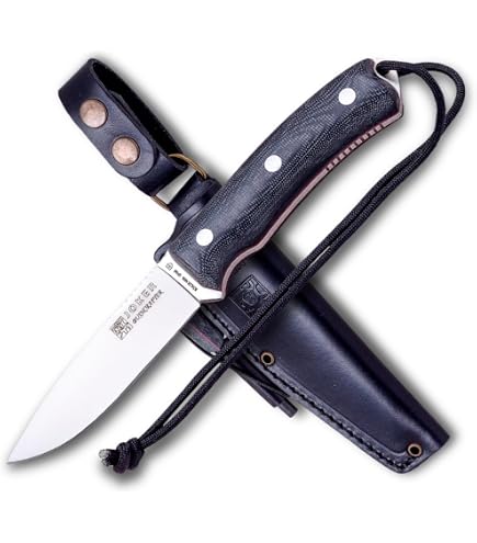 Joker Survival Knife Ursus CV116, Green Micarta Canvas Handle, 3.94 Inches Blade Of Böhler N695, With Leather Sheath And Paracord 550, Tool For Fishing, Hunting, Camping And Hiking In