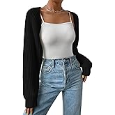Verdusa Women's Y2k Cropped Cardigan Sweaters Lightweight Knit Open Front Bolero Shrugs Spring Fall Outfits