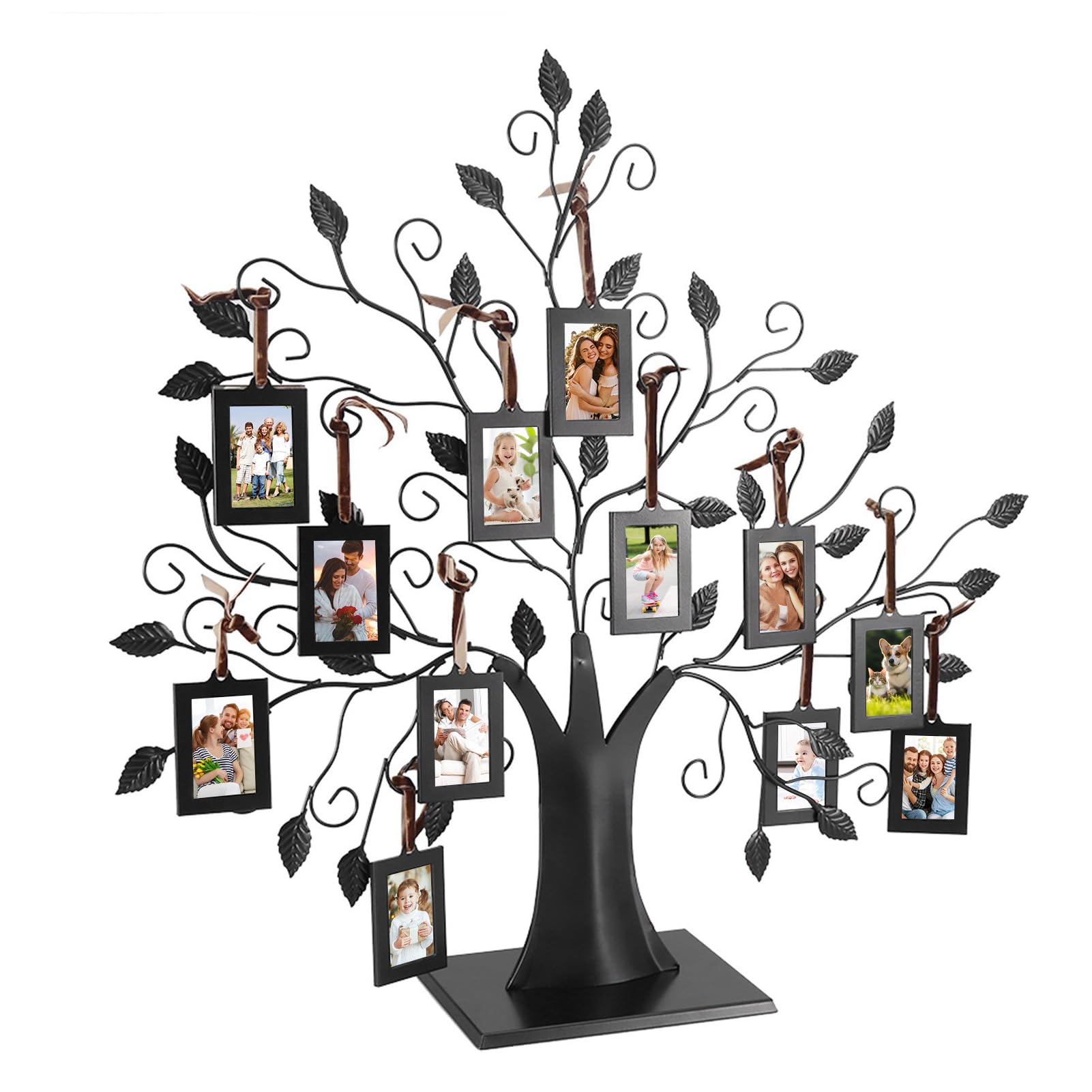 Cocoarm Metal Family Tree Photo Frame Display with Branches Leaves Tabletop Picture Frame Decor Large Set 12 Photo Frames