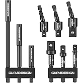 GURADESIGN 9-Piece Impact Drill Socket Adapter Set and Universal Joints Socket Set 1/4" 3/8" and 1/2" Driver Socket Adapter, Power Drill Bit Extension, Magnetic Screwdriver Bit Holder