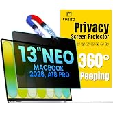 F FORITO Magnetic Privacy Screen Protector Compatible with 2026 MacBook Neo 13 inch with A18 Pro Chip - 360&deg; Anti Peeping Anti Blue Light Anti Glare Removable Laptop Privacy Screen Shield