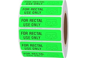 Hybsk for Rectal Use Only Stickers 1.5" x 0.375" Fluorescent Green Stickers with Permanent Adhesive 500 Labels Per Roll (Fluorescent Green)