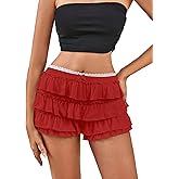 Verdusa Bloomers for Women Y2k Cute Lace Bloomer Coquette Trim Shorts Ruffle Mini Skirts