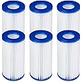 Bestway 58012E Type III/A Outdoor Swimming Pool Filter Pump Cartridge Replacement 4.2"x8" for Use in 500/800/1500 Gallon Filter Pumps (6 Pack)