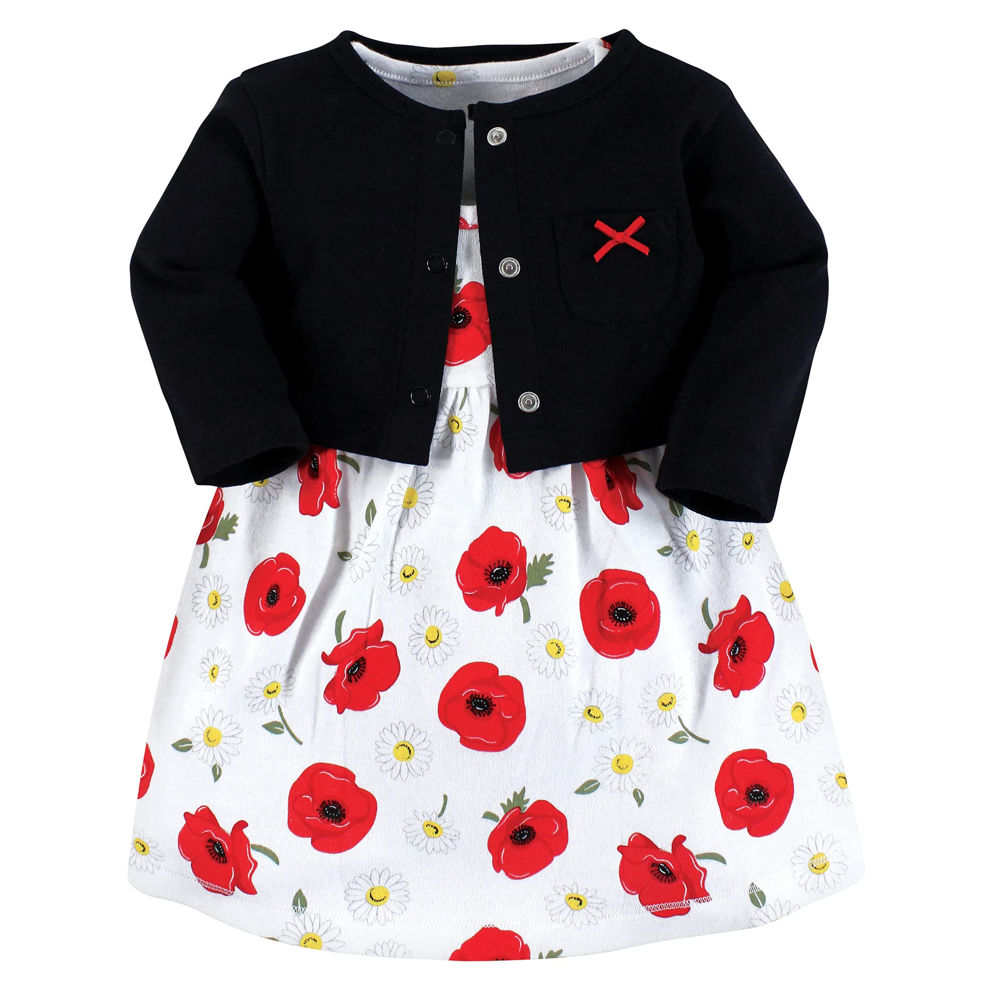 Photo 1 of Hudson Baby Baby Girls' Cotton Dress and Cardigan Set, Poppy Daisy, 0-3 Months