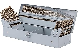 YOUGFIN 115 Pieces Cobalt Drill Bit Set, M35 High Speed Steel Twist Jobber Length Drill Bits for Stainless Steel Hard Metal and Cast Iron with Metal Indexed Case (1/16 Inch-1/2 Inch, A-Z, 1-60)