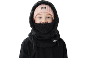 OWNGIGI Balaclava Ski Mask for Kids, Winter Windproof Face Mask for Cold Weather, Fleece Hooded Scarf Head Cover Neck Warmer