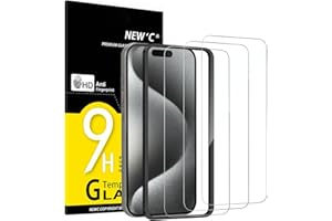 NEW'C 3 Pack Designed for iPhone 15 Pro Screen Protector (6.1 inches), Enhanced Tempered Glass Protection with easy installat
