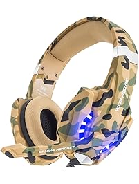 BENGOO Stereo Gaming Headset for PS4, PC, Xbox One Controller, Noise Cancelling Over Ear Headphones Mic, LED Light, Bass Surround, Soft Memory Earmuffs for Laptop Mac Nintendo Switch &ndash;Camouflage