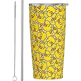 CHASOEA Ducks Tumbler 20oz Cute Yellow Stainless Steel Insulated Tumblers with Lid and Straw Animal Travel Coffee Mug Tea Wine Cups Water Bottle Duck Gifts for Women