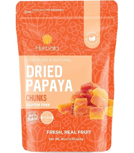 Sanmac Foods Dried Papaya Chunks - No Sulfur, Low Sugar, Healthy Snack From Thailand