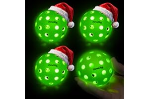 GlowCity LED Pickleball Set: Pack of 4 Glow in The Dark Pickleballs with 20 Hours of Glow Time - Great for Night Time Play
