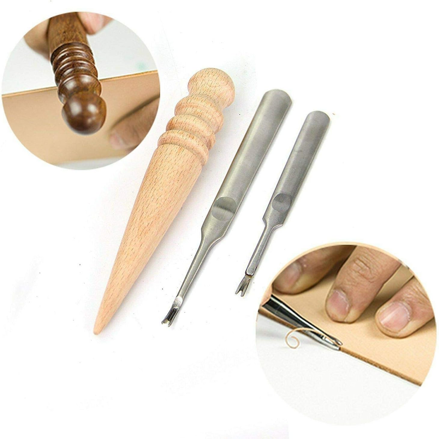 Knoweasy Leather Carft Tools Kit 18 Pcs, Leather Craft DIY Tool for Hand Sewing Stitching, Stamping Set and Saddle Making, Stitching Carving Working