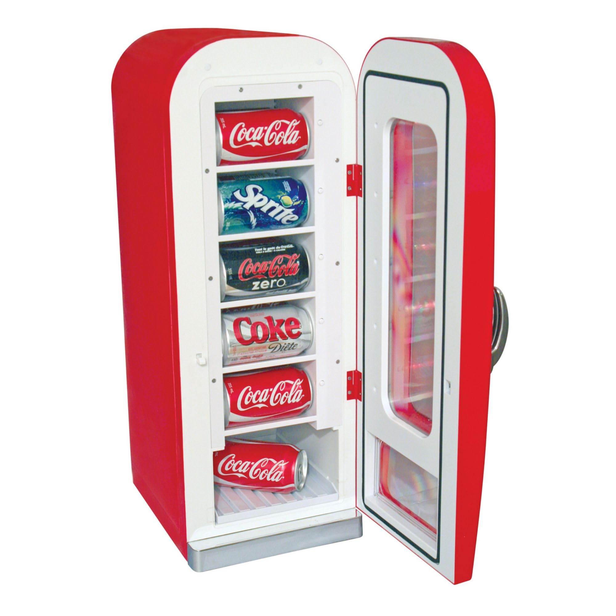 Coca Cola Mini Fridge - Refrigerator for Bedroom Office, Portable Table Top Beverage Cooler, 12V 110V Refrigerador For Drinks, Soda, Wines, Use In Car, Dorm, Outdoor, 10 Can