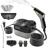 Srgarh Pressurized Handheld Steam Cleaner For Home, 6-Level Adjustable, 15s Heat-Up. 1.2l Large Tank, High Pressure Portable Steamer Machine For Cleaning Kitchen Grease, Tiles, Car Detailing (Black)