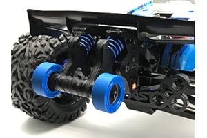 QingLeng Nylon Sturdy & Stable Wheelie Bar with Dual Spring Buffer for Traxxas 1/10 EREVO 2.0 E-REVO E REVO - Blue Wheels