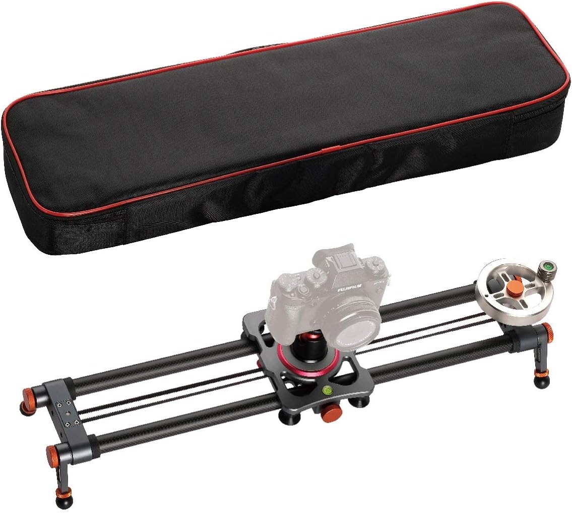 ANNSM 24 inch/60 CMs Carbon Fiber Rail Camera Slider with 1/4 inch Screw Mount Belt Pulley Flywheel Driving Length Adjustable Legs, Carry-on Bag Loading up to 18lbs /8Kgs for DSLR Cameras/Camcorders : Camera & Photo