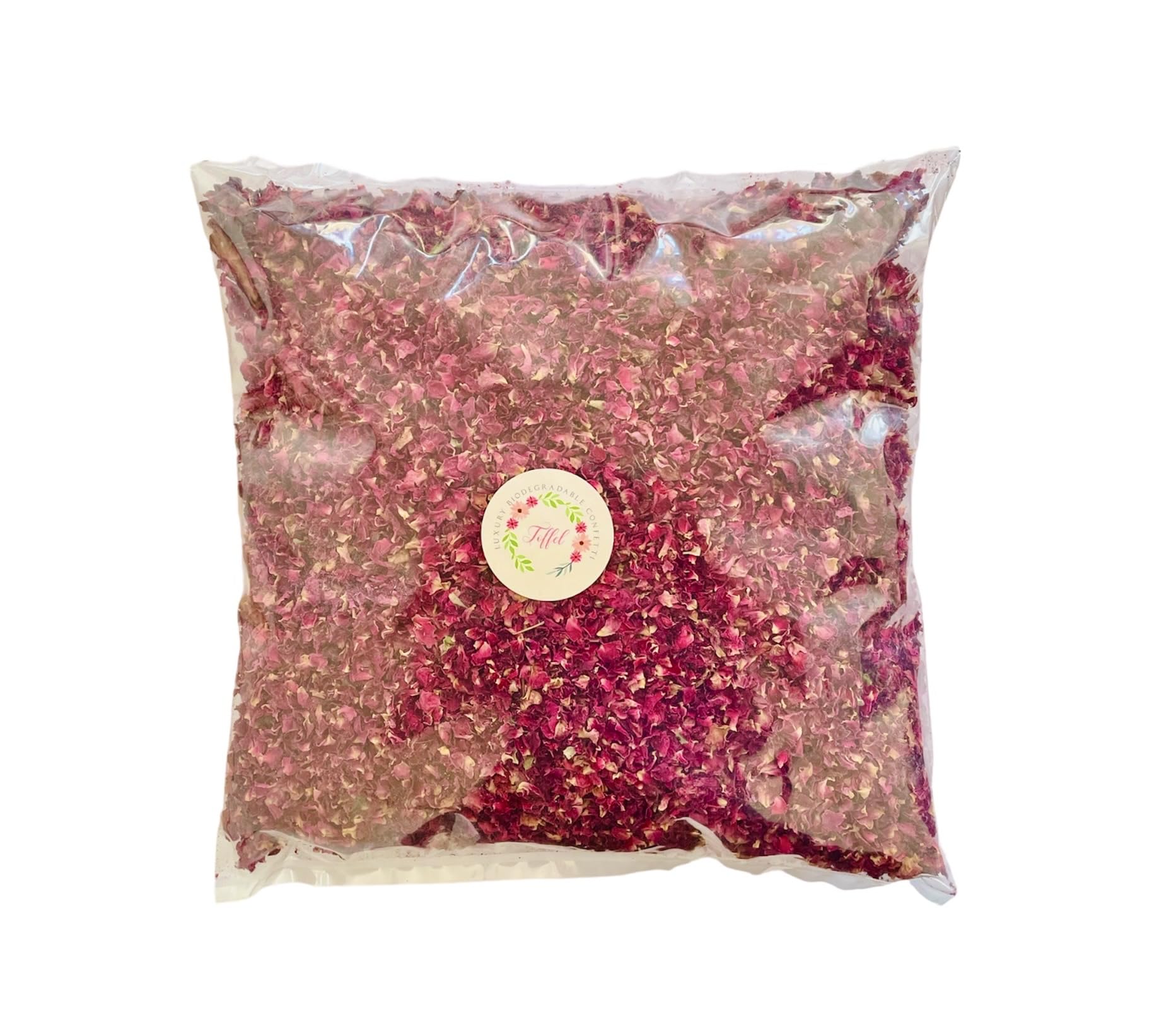 TOFFEL Biodegradable Natural Flower Petal Wedding Confetti | 2 Litres (25 Guests) | 125g Large | 100% Natural Eco Friendly Dried Rose Petals | Cones, Potpourri, Candle making, Table Decoration
