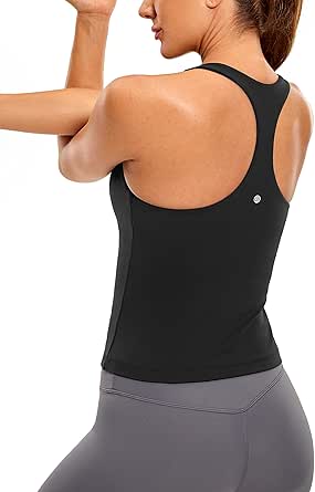 CRZ YOGA Vrouwen Workout Tank Tops met Ingebouwde BH Racerback Atletische Top Longline Sport BH Legend Green XS