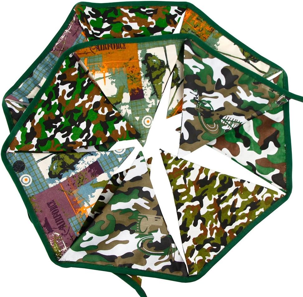 Toyvian 3.2M Camouflage Bunting Triangle Flag Banner Garland Hanging Decoration for Birthday Wedding Party Favors - Image 5