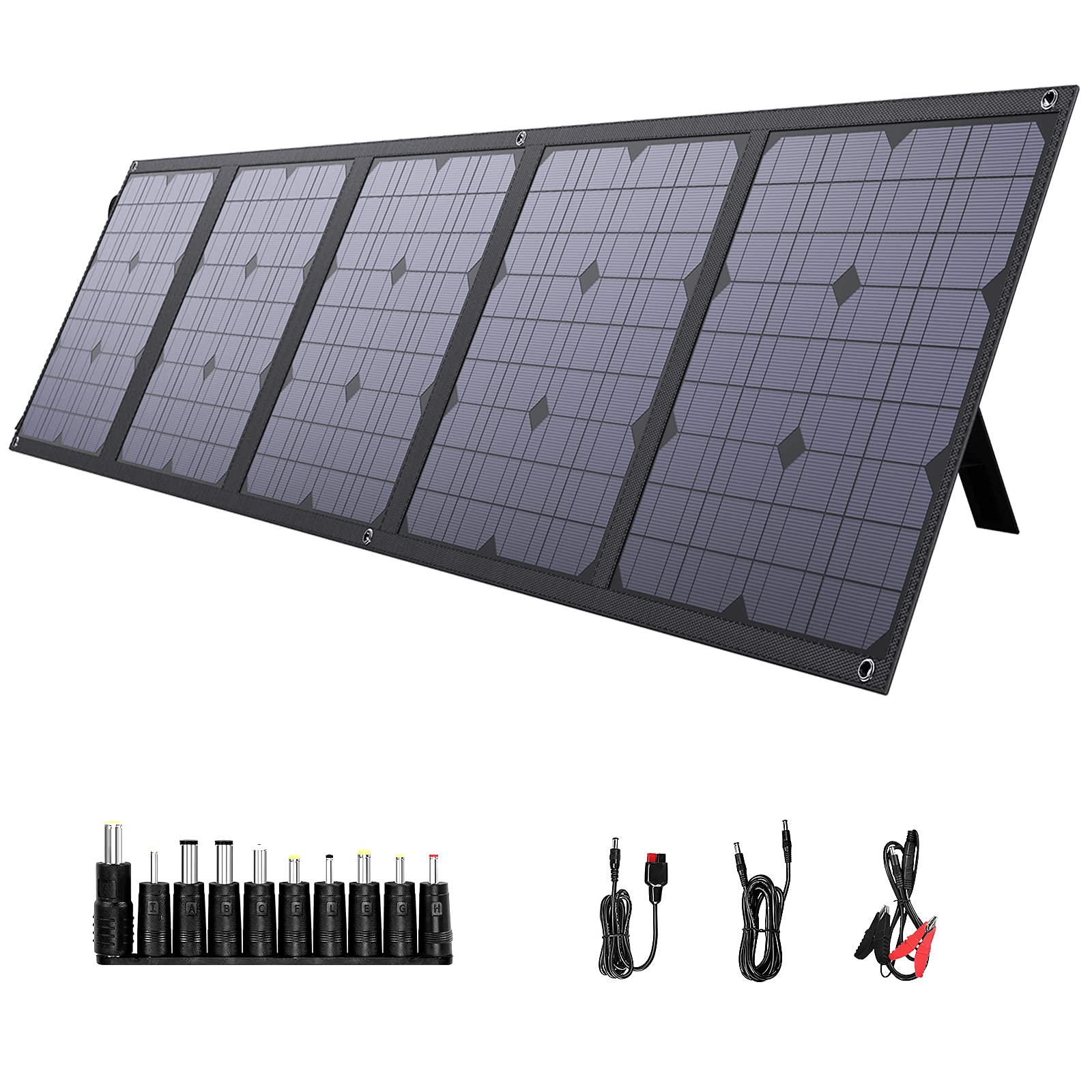 BigBlue 100W Foldable Solar Panel Charger Compatible with Portable Power Station, Cellphone or Battery Pack, Fast Charging, with PD 45W Type C, Dual USB Ports and 12-18V DC Output