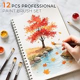 Nicpro 12Pcs Artist Paint Brush Set Premium Taklon Wood Handle view 6