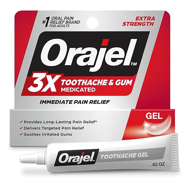 ORAJEL 3X FOR TOOTHACHE & GUM PAIN: MAXIMUM GEL TUBE 0.42OZ – FROM #1 ORAL PAIN RELIEF BRAND – ORAJEL FOR INSTANT PAIN RELIEF