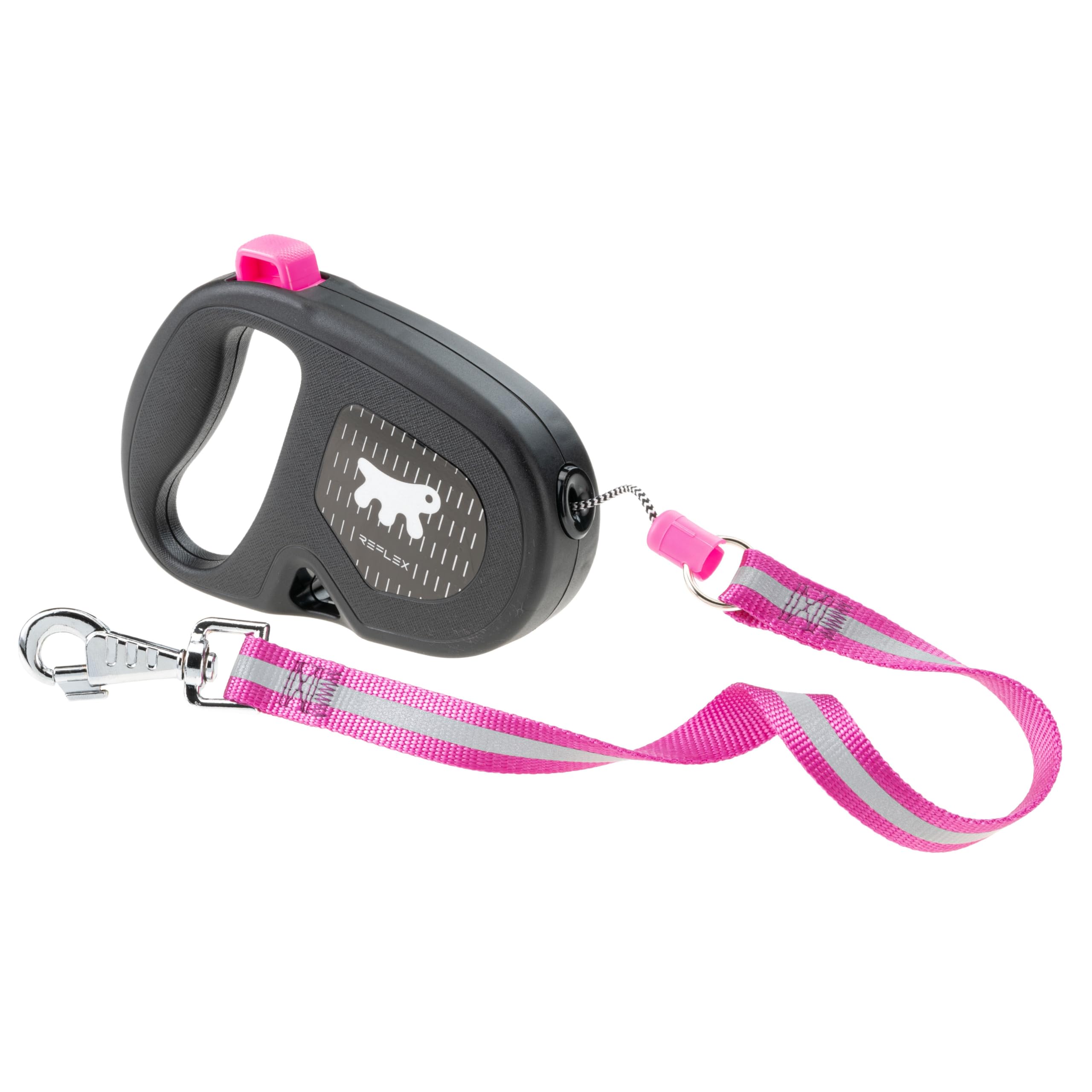 Ferplast FLIPPY ONE REFLEX Reflective Extendable Dog Lead - Evening Walks - Bag Holder - Lock & Release Button - Ergonomic Design - Cord - Max 35 Kg - 5m, Purple