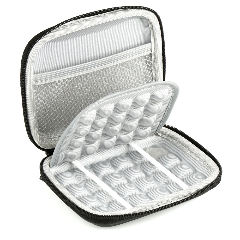 H&S Shockproof Padded Hard Drive Case, Portable External Carry Bag for 2.5 Inch WD Western Digital Elements – Black - External Hard Drive Case