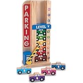 Melissa & Doug Stack & Count Wooden Parking Garage with 10 Cars
