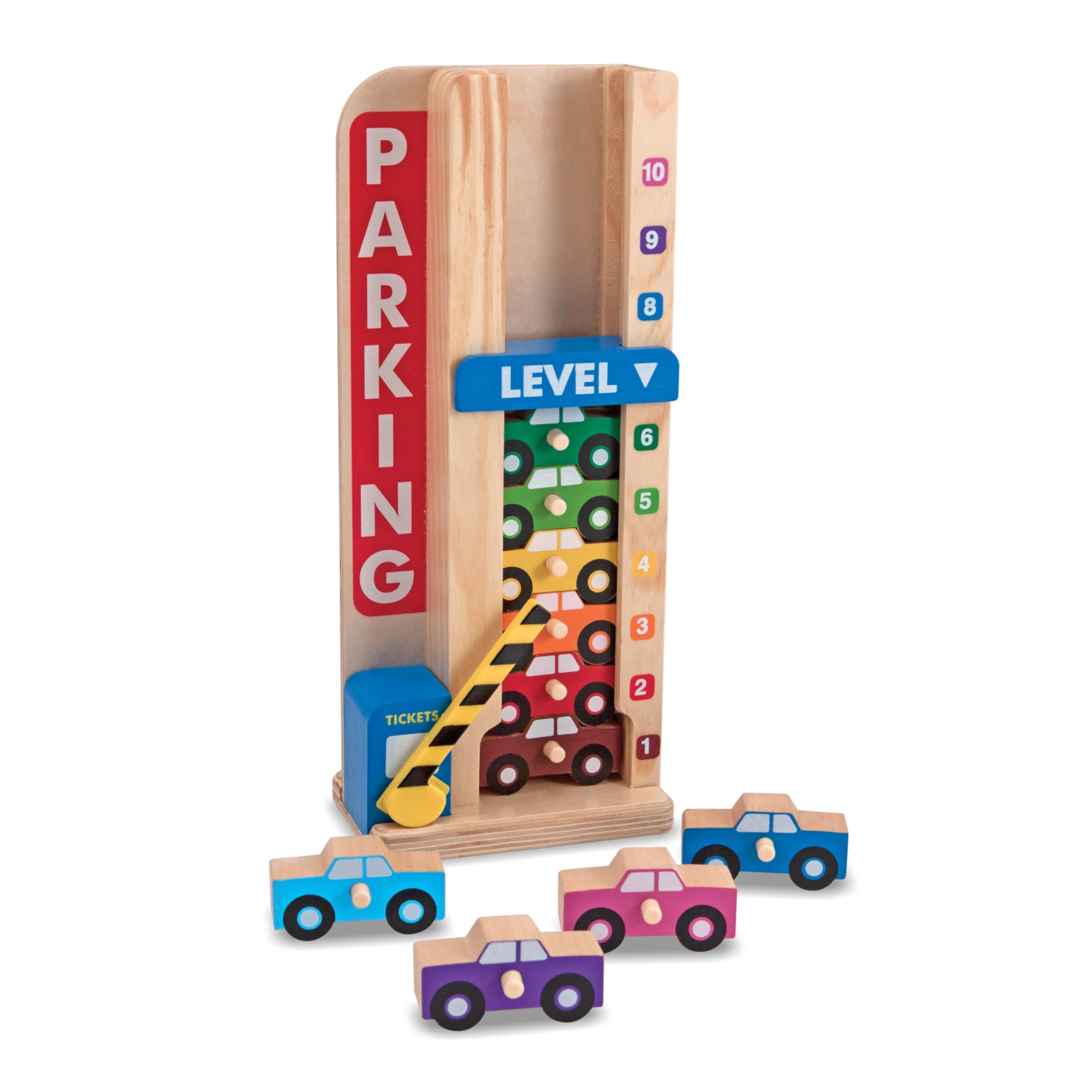 Photo 1 of Melissa & Doug Stack & Count Wooden Parking Garage with 10 Cars