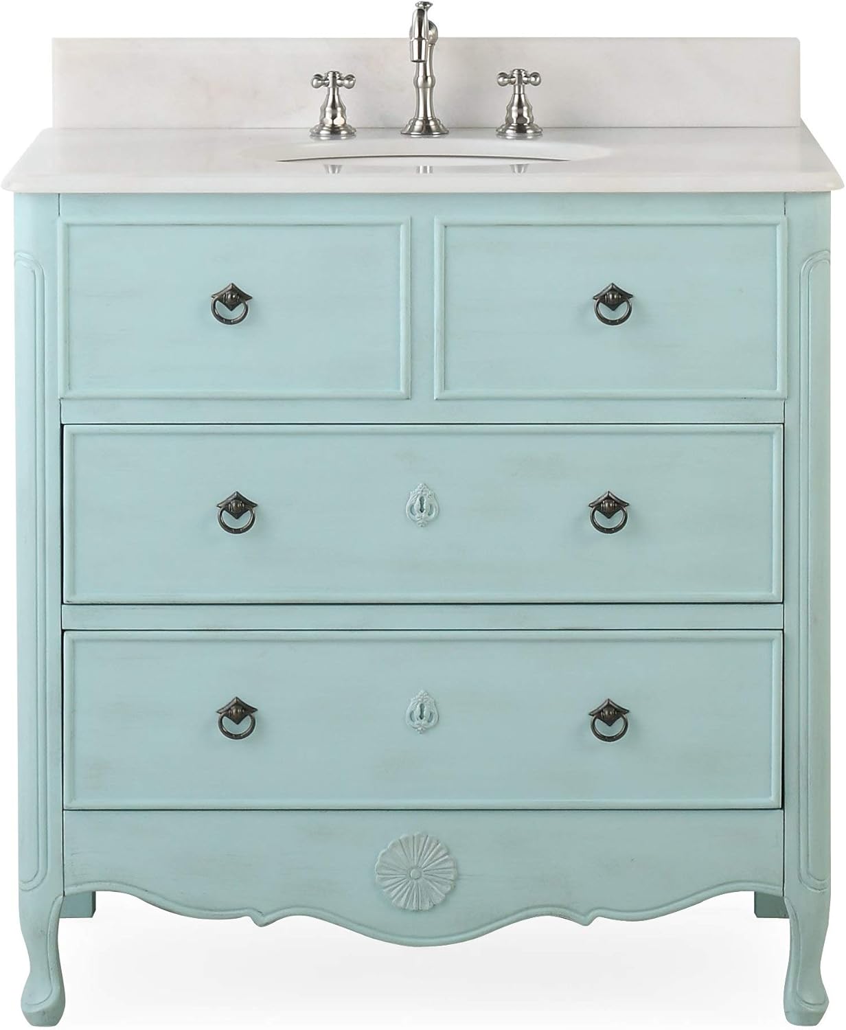 Amazoncom 34 Cottage Look Daleville Bathroom Sink Vanity Model Hf081 Lb Light Blue Kitchen Dining