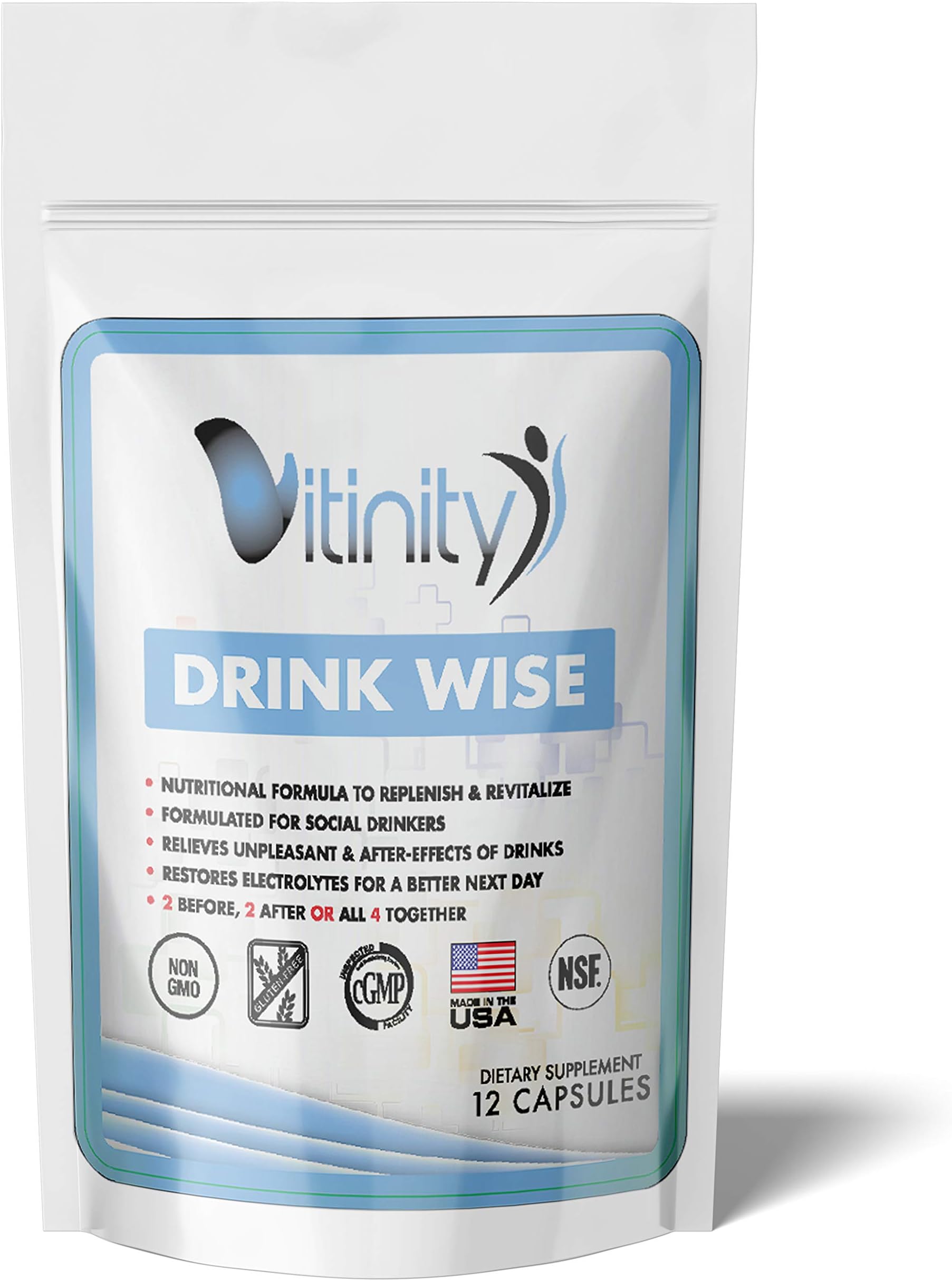 Drink Wise Liver Support for Those Who Drink - Formulated for Headaches & Nausea - Electrolyte Replenishment for a Better Morning - Toxin Elimination & Detoxification After a Good Night (1)