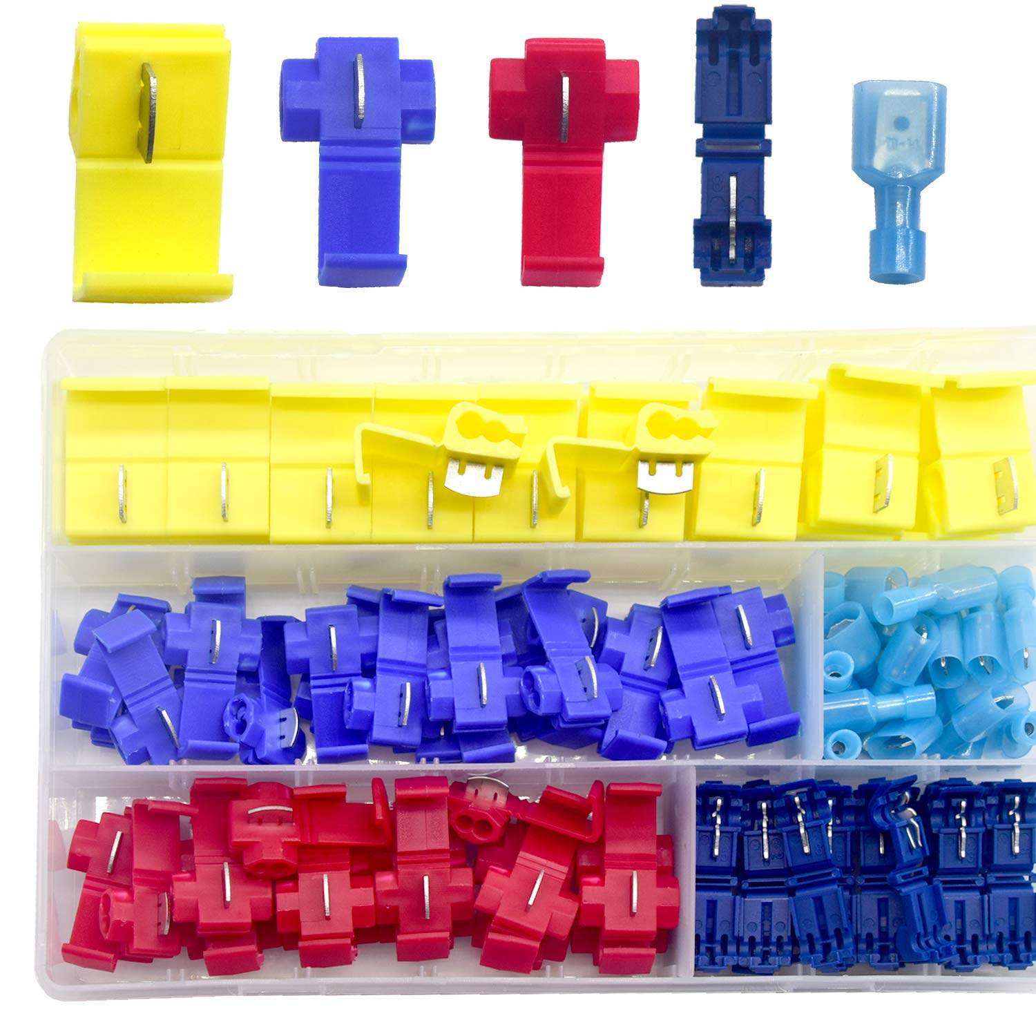 Yosawo 100-Pieces Lock Wire Connectors Wire Quick Splice Crimp Connectors Kit (XJ)