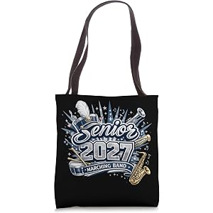 Senior 2027 Marching Band Graphic Art Design Tote Bag