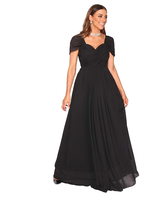KRISP Damen Abendkleid mit Herzausschnitt und Feinen Details