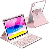 besky Keyboard case for iPad A16 11th 10th Generation 11/10.9 inch, Detachable Keypad,360 Rotatable Magnetic Cover with Pencil Holder for iPad 11 2025 10 Gen 2022 - Light Pink