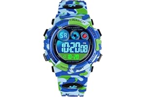 Dayllon Kids Digital Watch,Boys Digital Outdoor Sport Waterproof Watch,with Calendar 12/24H Alarm 7 Colorful Backlight Stopwatch Wristwatch for 3-15 Years Old