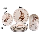 Cowboy Living Broncs &amp; Brands 12 Piece Dinnerware Set | Four Place Settings, Includes Dinner Plates, Salad Plates, and Dinner Bowls