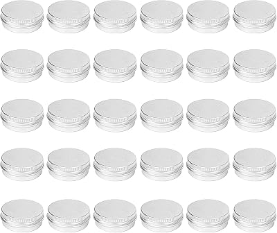 Gkhowiu 30pk Screw Top Metal Tins for Lip Balm, Cosmetics, Candles, Crafts