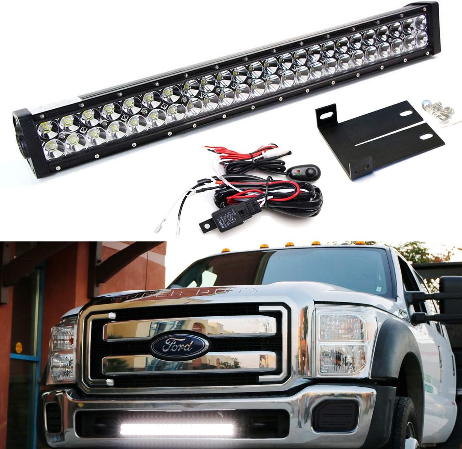 IJDMTOY Lower Grille Mount 25 Inch LED Light Bar Kit For 2011 16 Ford