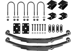dreamdragon Single Trailer Axle Suspension Kit – 3,500 lbs 4 Leaf Spring, U-Bolts & Hangers Included