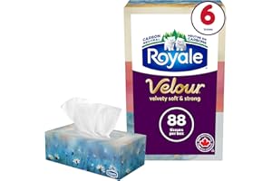 Royale Velour 3 Ply Facial Tissues, 6 Flat Boxes, 88 Tissues Per Box
